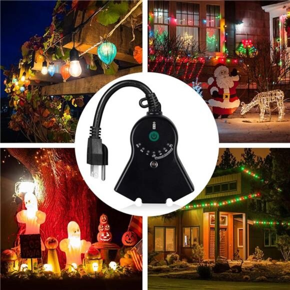 Dusk to Dawn Light Sensor Timer,100FT Range Remote Control with 3Grounded Outlet - Picture 6 of 7